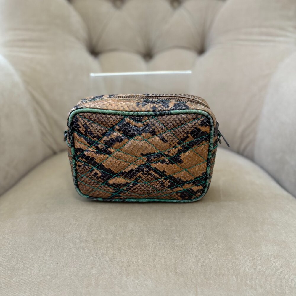 Auth. ZADIG & VOLTAIRE Genuine Python Quilted MINI Crossbody Clutch Bag - Picture 5 of 8
